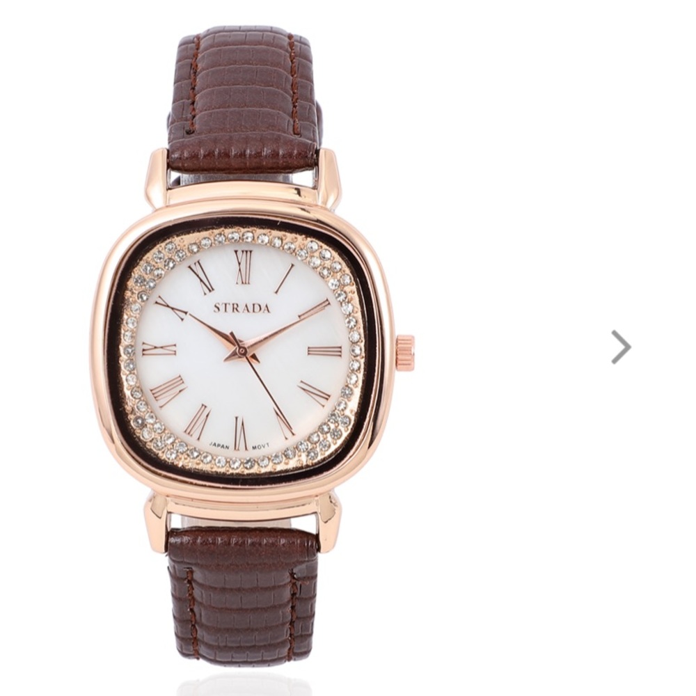 Brown Watch with White Austrian Crystals